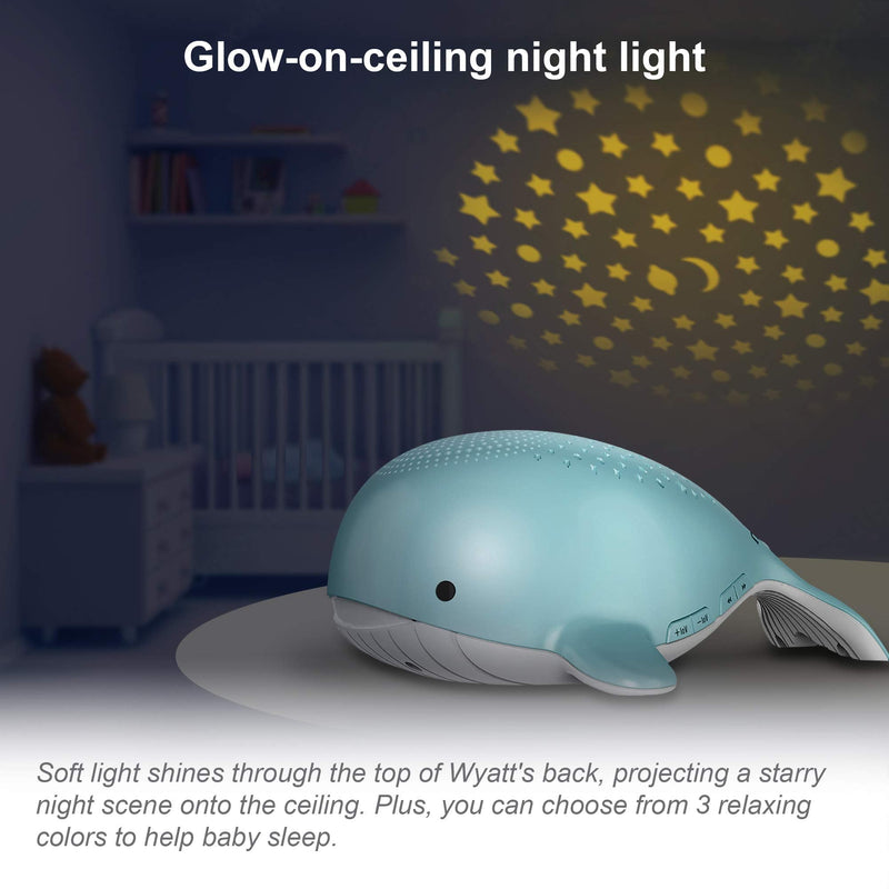 [Australia] - VTech Communications BC8312 Wyatt The Whale Storytelling Baby Sleep Soother with a White Noise Sound Machine Featuring; 10 Stories, 10 Ambient Sounds & 10 Calming Melodies with Glow-on-Ceiling 