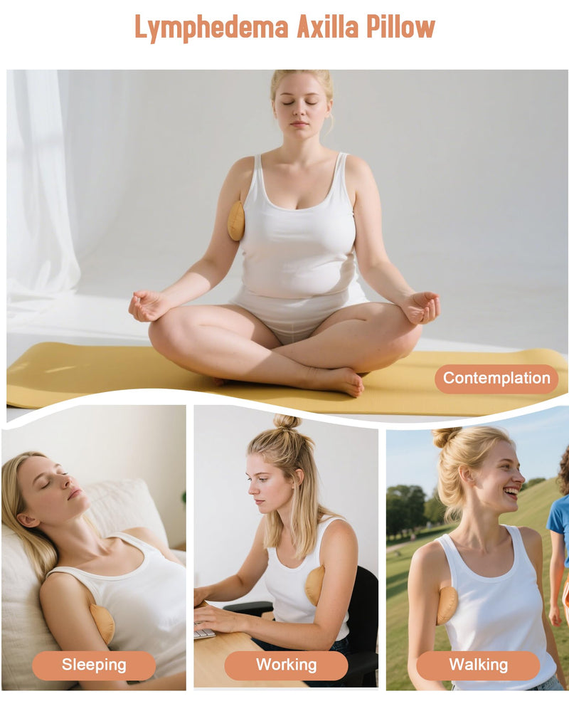 [Australia] - Lymphedema Axilla Pillow, Large Mastectomy Pillows Post Op Cotton Lumpectomy Recovery Supplies for Armpit Pain Relief Brown 2Pcs 
