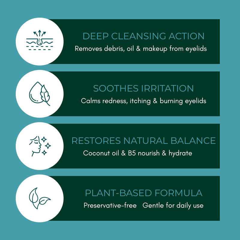NOVEHA Extra Strength Tea Tree Eyelid & Face Foaming Cleanser – Daily Cleansing Foam with Tea Tree Oil, Coconut Oil, Vitamin E & Pro-Vitamin B5 – For Eyelids, Lashes & Face – 3.38 fl oz (3 Pack) 3 Pack