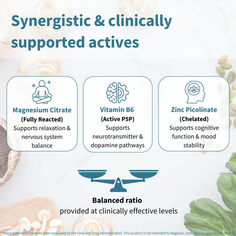 Igennus Neurobalance High Absorption Zinc Magnesium & B6 Complex | Cognitive Support, Calm Focus & Relaxation, Chelated Zinc & Fully Reacted Magnesium, Vegan, Non-GMO, 120 Small Tablets 120 Count (Pack of 1)