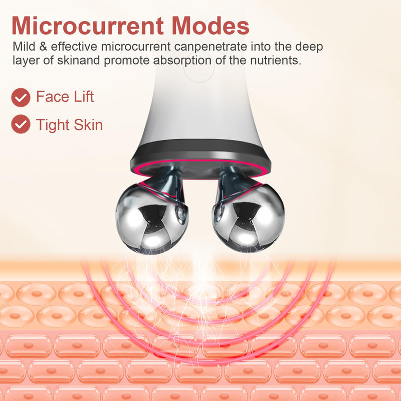 Microcurrent Facial Device - Electric Face Lifting & Toning for Face & Neck for Mother & Companion - Handheld Skin Care Device (White) White2