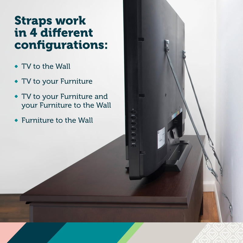 [Australia] - Safety 1st TV & Furniture Safety Straps, Black, Multi, 2 Straps(Pack of 1) 2 Count (Pack of 1) 
