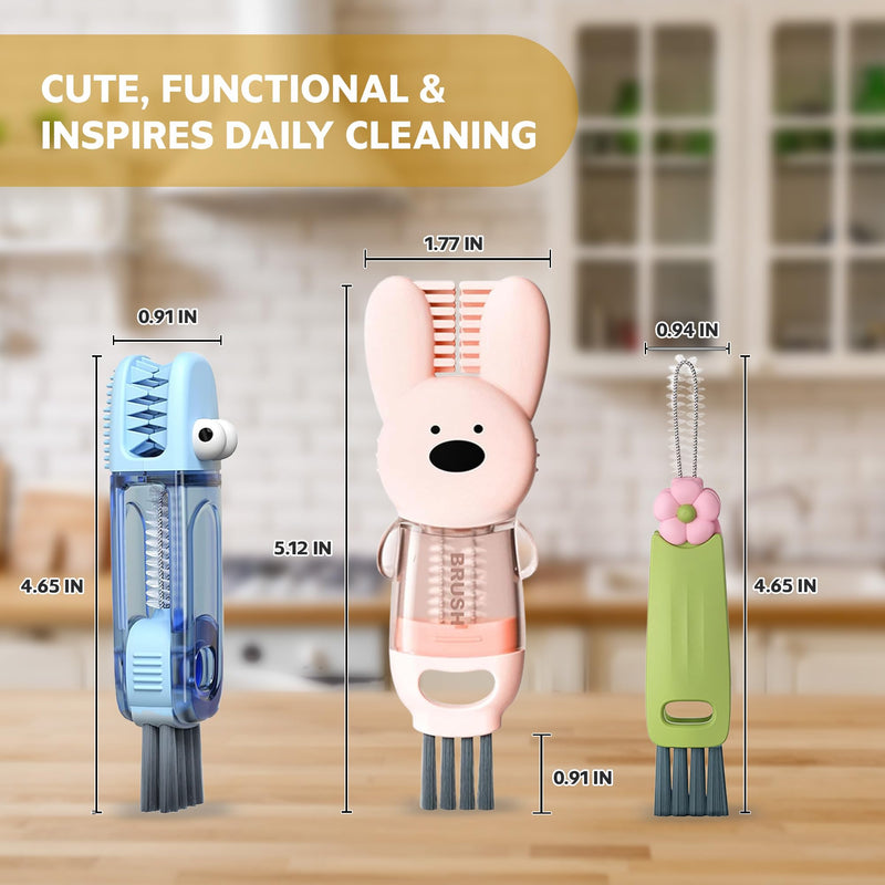 [Australia] - Cup Lid Cleaning Brush, 3 in 1 Cup Cleaner Brush New Multifunctional Lid Cleaner Lid Brush Cleaning Tool Multipurpose Bottle Gap Cleaner Brush Blue 