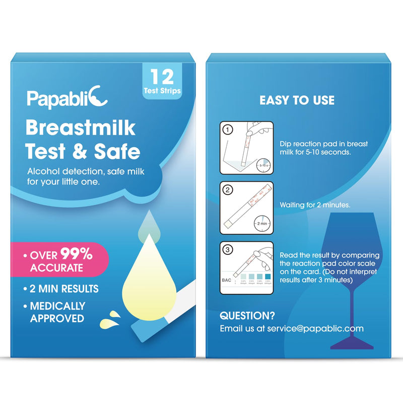 Papablic Alcohol Test Strips for Breastmilk, Quick Results in 2 Minutes Breast Milk Alcohol Test Strips for Breastfeeding Moms at Home Holiday Party, 12Pcs 12-Count