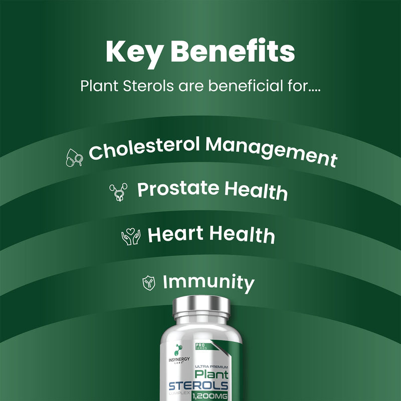 Plant Sterols 1,200mg (Maximum Dose in UK) 180 Capsules, Superior Cholesterol Lowering Supplements (Beta-Sitosterol + Stigmasterol + Campesterol) 3 Form High Strength Complex