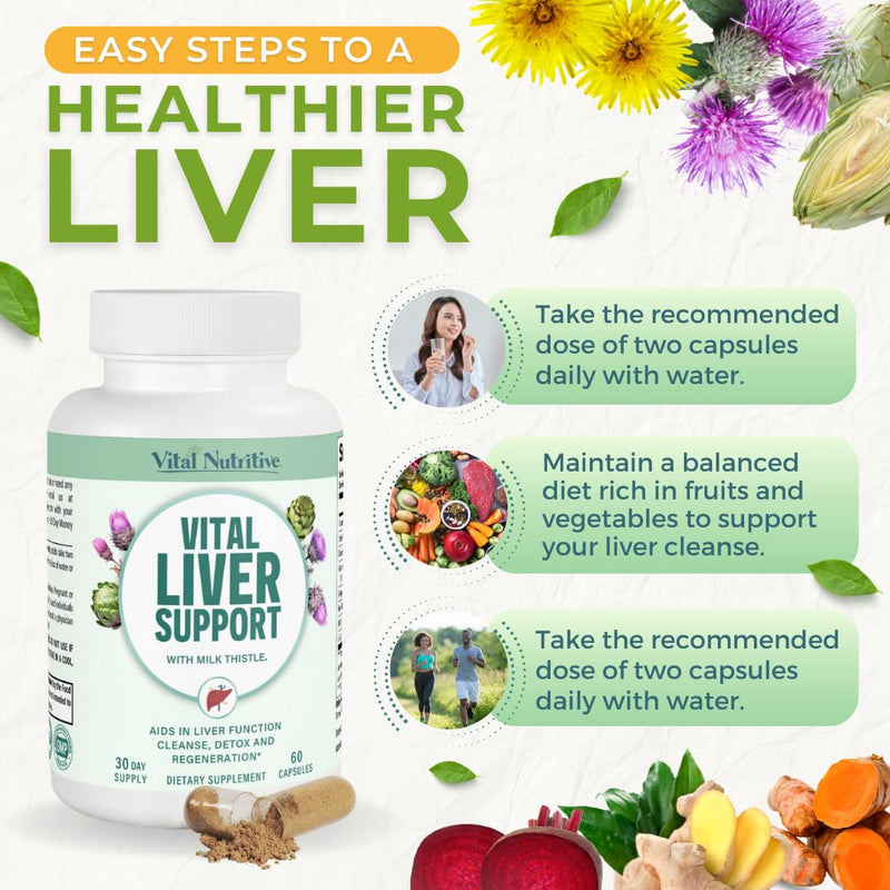 [Australia] - Vital Liver Support New Formula Liver Supplement and Liver Vitamin ‚Äì 9-in-1 Liver Health Formula,Cleanse & Repair Formula with Organic Milk Thistle Supports Liver Health Cleanse 60 Count (Pack of 1) 