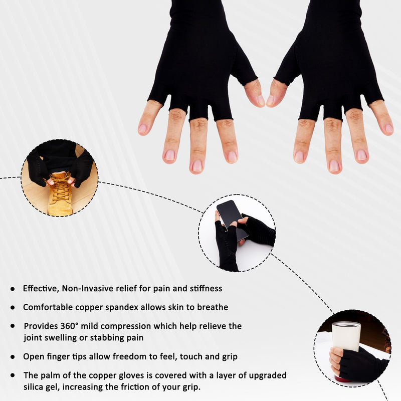 [Australia] - Arthritis Gloves for Women Men, Fingerless Hand Thumb Gloves, Black Small 