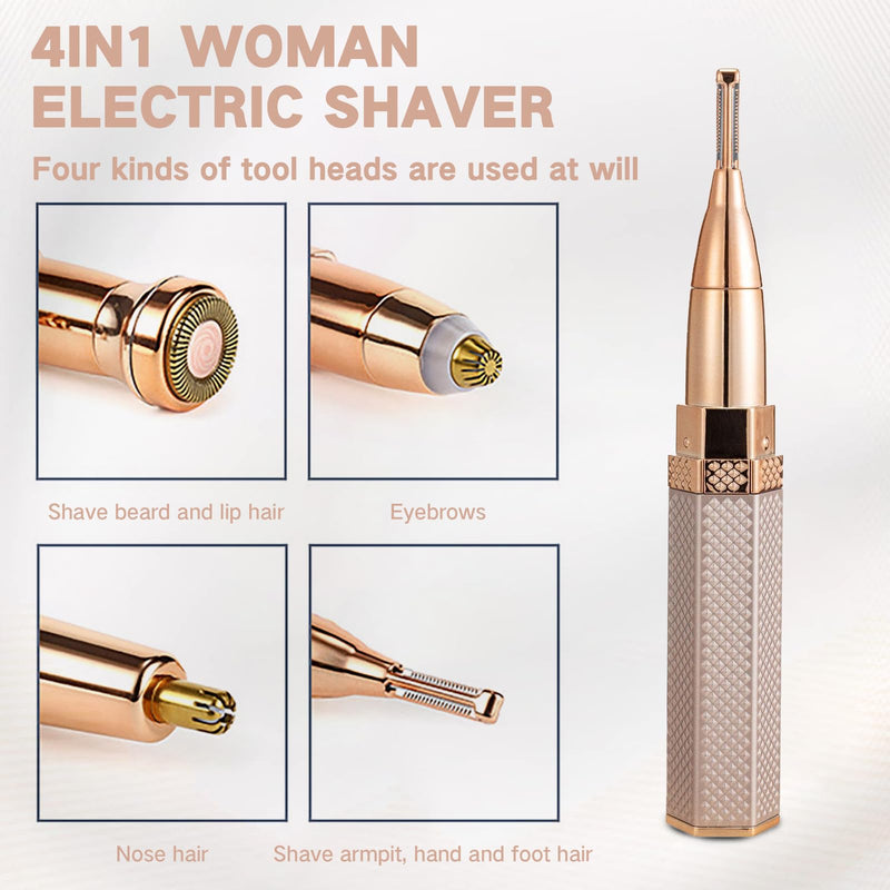 [Australia] - 4 in 1 Facial Electric Shaver for Women, Full Body Epilator Rechargeable Eyebrow Nose Bikini Hair Trimmer,Facial Shaver 