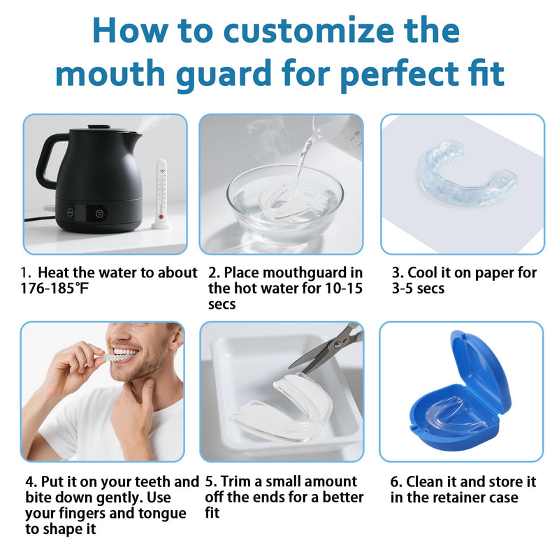 [Australia] - Mouth Guard for Grinding Teeth at Night, Nightguards for Grinding Teeth Mouth Guard for Clenching Teeth at Night for Sleeping Bite Guard for Teeth Adults (2 Sizes, 4 PCS) 