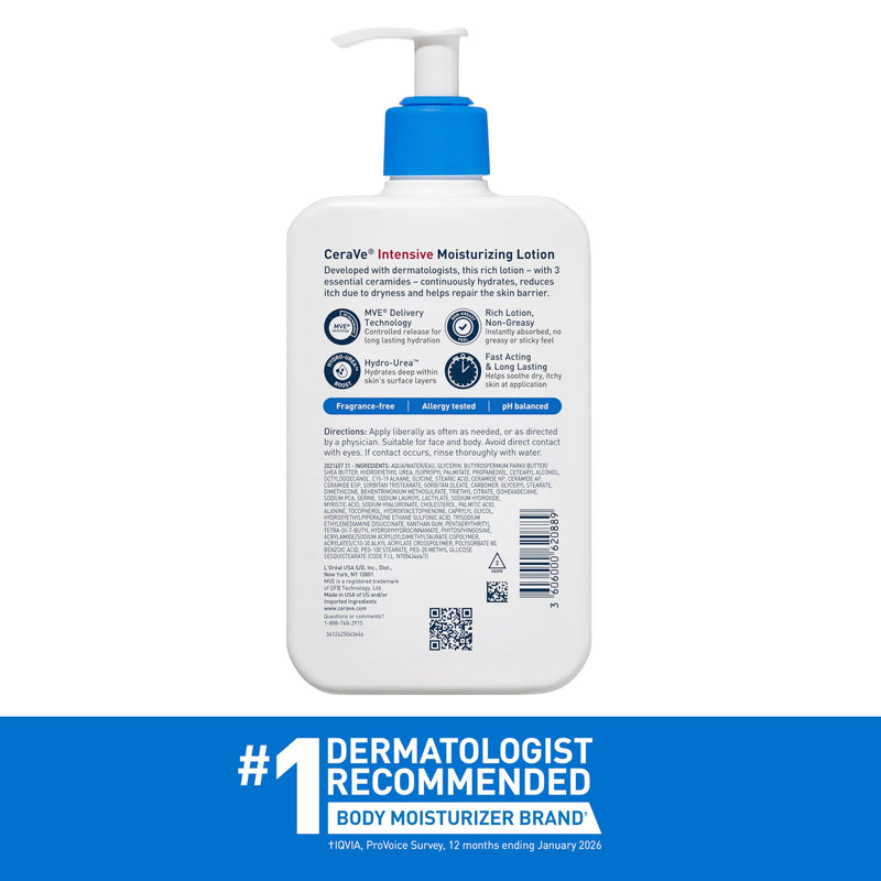 CeraVe Intensive Moisturizing Lotion, Shea Butter Body Lotion, 16oz | Skin Care, Relieves Signs Of Dry Skin with Hydro-Urea & Shea Butter In A Non-Greasy Formula For Rough, Tight and Itchy Skin 16 Fl Oz (Pack of 1)