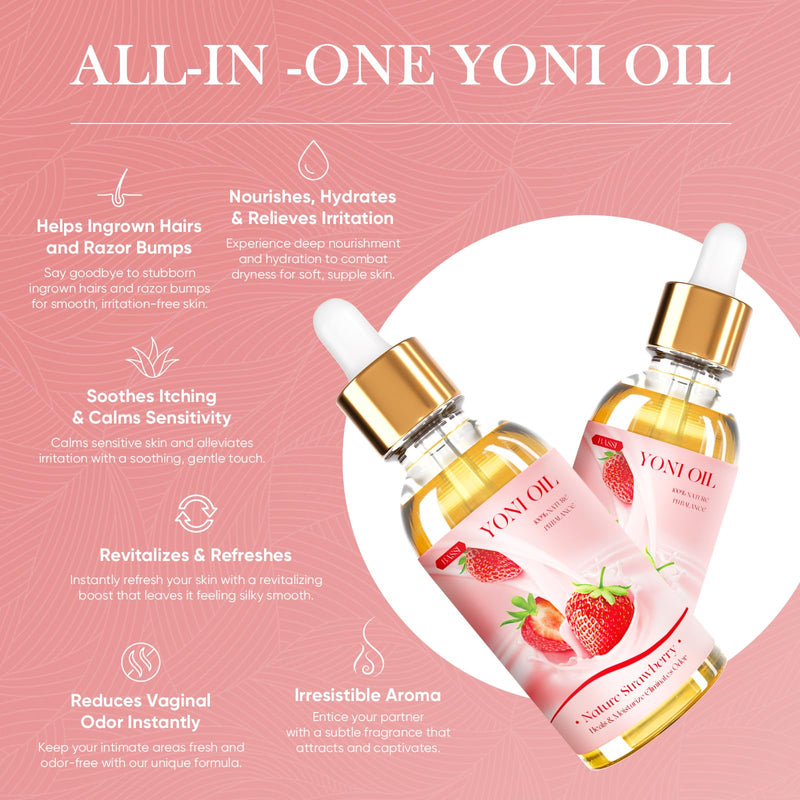 [Australia] - 2 Packs Yoni Oil for Women - Strawberry Fresh Feminine Care Oil - All Natural Vaginal Oil Essential Oils, Reduces Odor, Restores pH Balance and Wetness, 1 fl oz/pc 