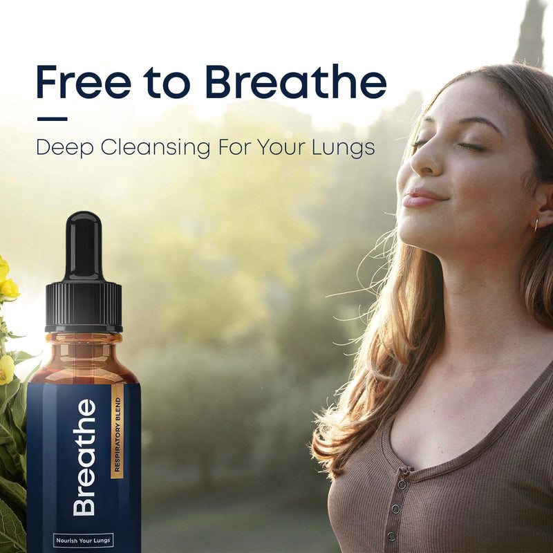 BREATHE 8-IN-1 Mullein Drops for Lungs & Airways 2 fl.oz. - Peppermint, Thyme, & Mullein Leaf Extract - Lung Detox for Smokers - Break up Mucus & Breathe Clear- GMO-Free & Made in USA- 2 months supply 2 Fl Oz (Pack of 1)