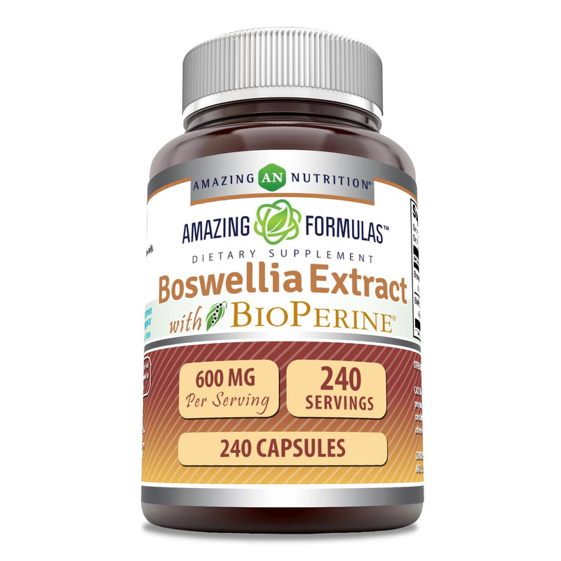 [Australia] - Amazing Formulas Boswellia Extract with Bioperine Supplement | 600 Mg per Serving | Capsules | Non-GMO | Gluten-Free | Made in USA (1 Pack, 240 Count) 1 Count (Pack of 1) 