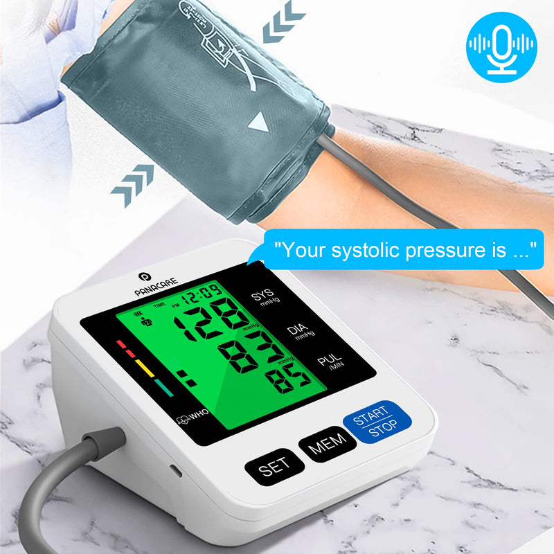 [Australia] - PANACARE 2.0 fully automatic upper arm blood pressure monitor, 3-color large display with backlight German language | 2Users&198Data| Cuff from 22-42cm, blood pressure monitor (Black) Black 