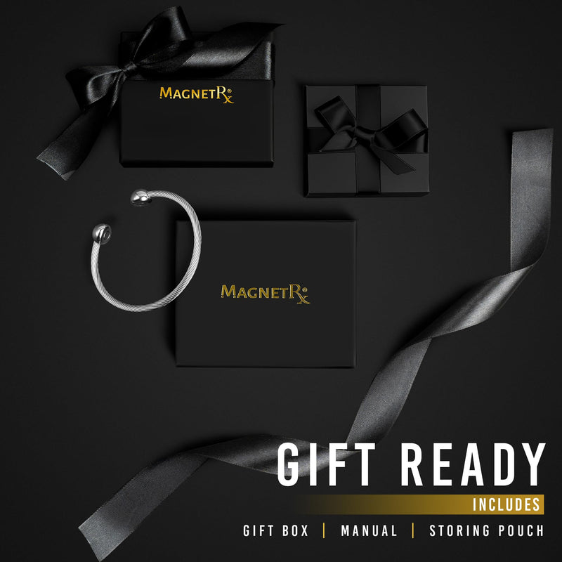 [Australia] - MagnetRX® Magnetic Bracelet Cuff - Twisted Cable Stainless Steel Bangle Magnetic Bracelets - Elegant Golf Bracelet Men & Women (Silver | Medium) Silver Medium (Pack of 1) 