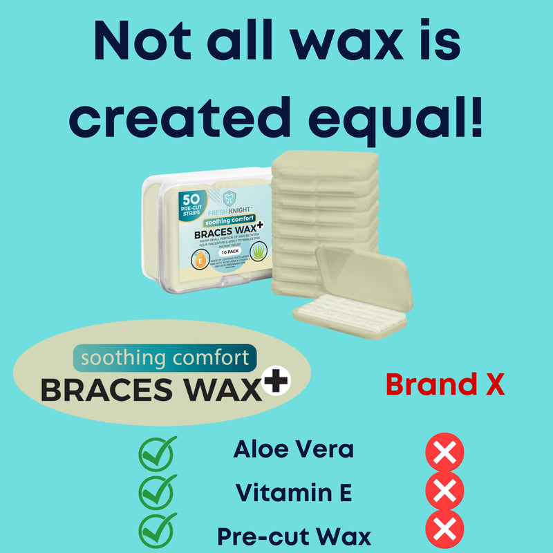 [Australia] - Fresh Knight Braces Wax. Dental Wax for Braces & Aligners - Premium Orthodontic Strips Food Grade (Aloe Green) Aloe Green 5 Count (Pack of 10) 