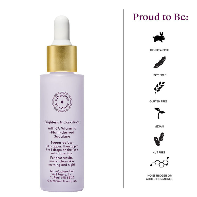 Womaness Fountain of Glow - Vitamin C Face Serum, Brightening Glow Serum with 8% Vitamin C & Plant-Derived Squalane Oil, Antioxidant Serum for Even Skin Tone, Menopause & Perimenopause Care - 30ml 1 Fl Oz (Pack of 1)