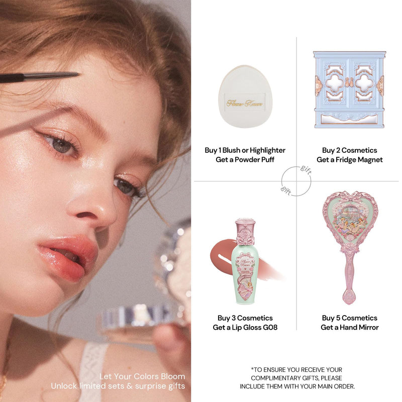 [Australia] - Flower Knows Swan Ballet Six-Color Makeup Palette,Eyeshadow,Blush,Highlighting & Contour All-in-One Face Makeup Palette 03+Fridge Magnet Set,with 4 Matte+2 Shimmer Neutral Shades 