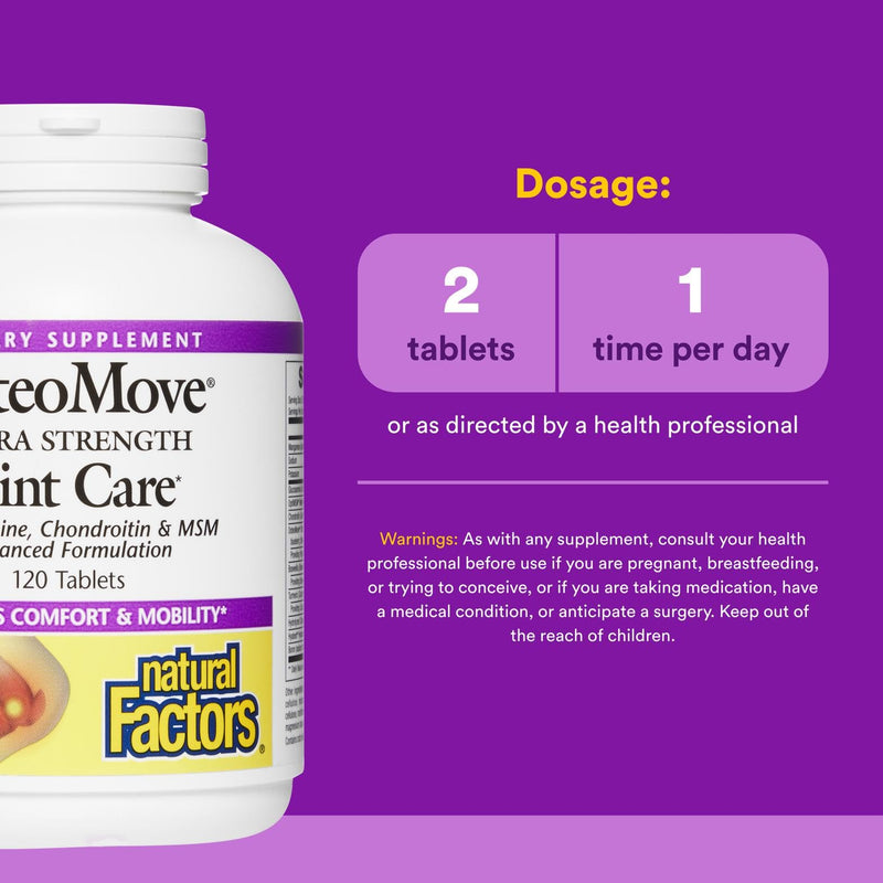 [Australia] - Natural Factors, OsteoMove Joint Care, Extra Strength Support for Joint and Bone Health, Non-GMO, 120 tablets (60 servings) 120 Count (Pack of 1) 