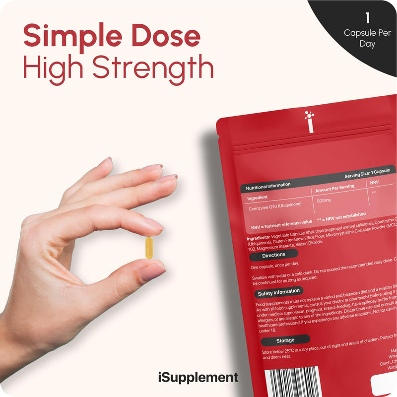 CoQ10 Supplement High Strength 500mg - Q10 Coenzyme by iSupplement |120 One-Per-Day Capsules (4-Month Supply)