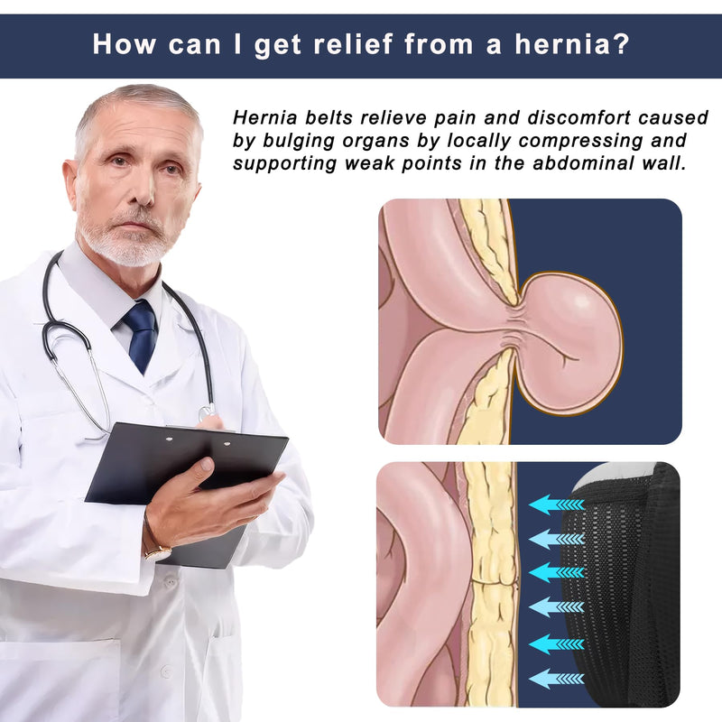 Poedist Hernia Support Belt for Men or Women for Double Inguinal or Other Hernias with Removable Pads, Adjustable Waist Belt for Abdominal Compression (Large 35.8-41.3 Inch) L