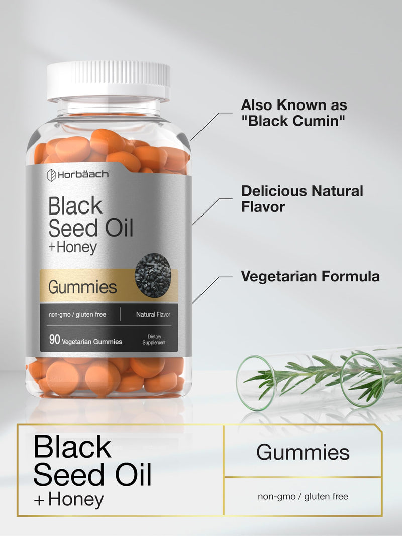 Horbäach Blackseed Oil Complex Gummies | 90 Count | Vegetarian, Non-GMO, and Gluten Free Formula | Nigella Sativa Lemon 90 Count (Pack of 1)