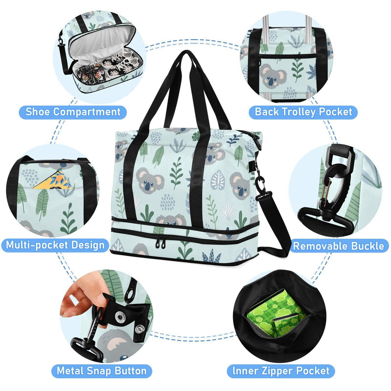 SUABO Travel Duffel Bag, Grey Koala Sports Tote Gym Bag for Travel, Shoulder Weekender Overnight Bag for Women Men One Size #15
