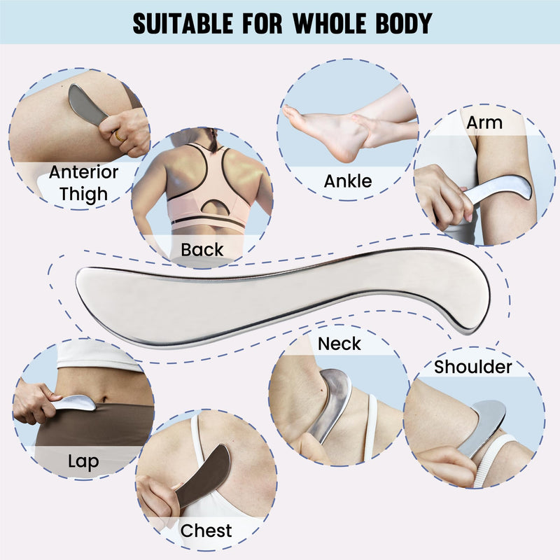 [Australia] - Muscle Scraper Tools, Stainless Steel Guasha Tool for Body, Scraping Tool Physical Therapy, Myofascial Release Tool, Massage Tools for Deep Tissue 