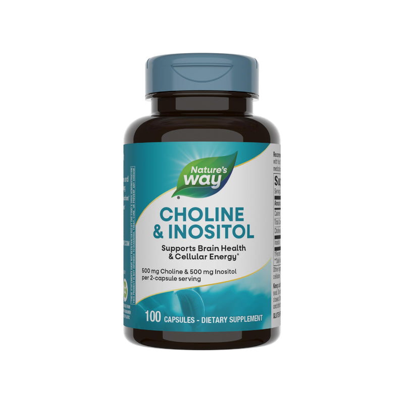 [Australia] - Nature's Way Choline & Inositol, Supports Brain Health & Cellular Energy*, 500 mg Choline & 500 mg Inositol per 2-capsule serving, Gluten Free, 100 Capsules (Packaging May Vary) 