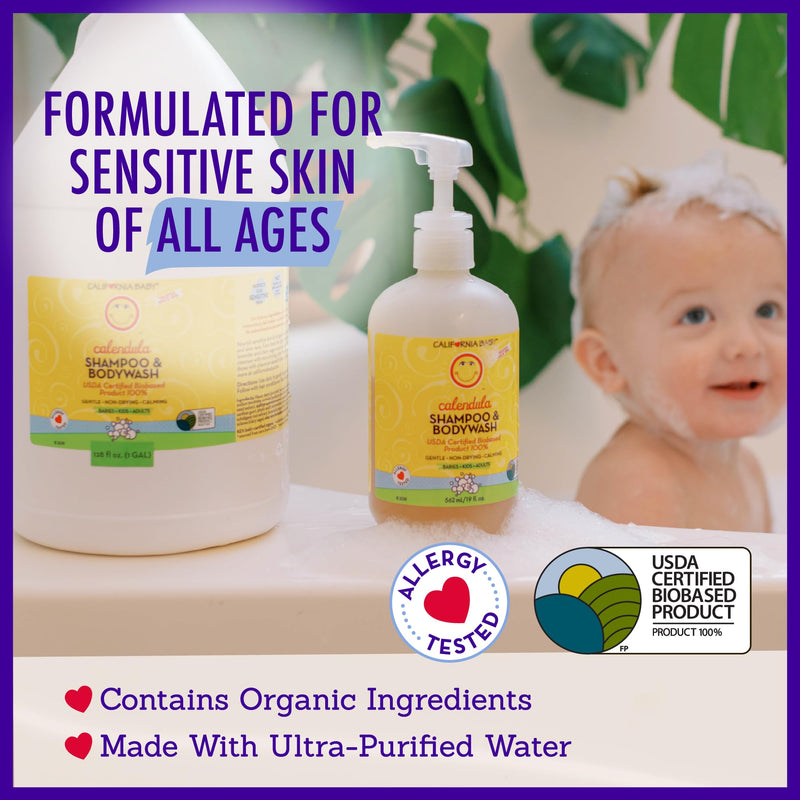 [Australia] - California Baby Calendula Shampoo and Body Wash | 100% Plant-Based (USDA Certified) | Allergy Friendly | Soothing Baby Soap and Toddler Shampoo for Dry, Sensitive Skin | 562 mL / 19 fl. oz. 19 Fl Oz (Pack of 1) 