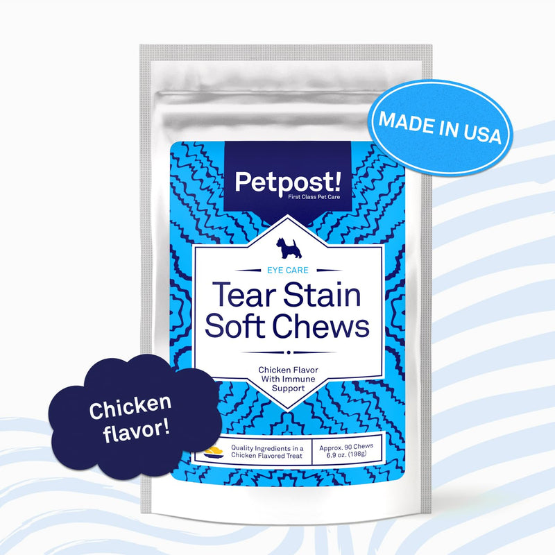 Petpost | Tear Stain Remover Chicken Flavored Soft Chews - Delicious Chicken Treat & Eye Stain Supplement for Dogs - Natural Treatment for Tear Stains on White Fur Angels 90 ct. 90 Count (Pack of 1) - PawsPlanet Australia