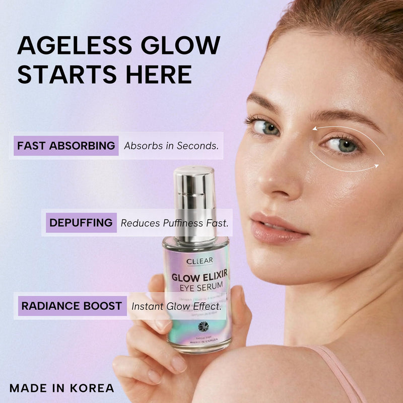 Clear Beauty Vitamin C & Hyaluronic Acid Under Eye Serum - Dermatologist Tested, Reduces Eye Bags, Puffiness, Dark Circles & Wrinkles, Clean Beauty, Cruelty-Free Korean Skin Care - All Skin Types