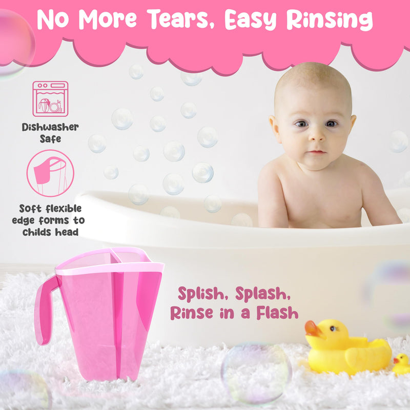 [Australia] - Tear-Free Bathing Experience with Rinse Cup - Soft Flexible Edge, Comfortable Handling & 40 Oz Capacity Pink 