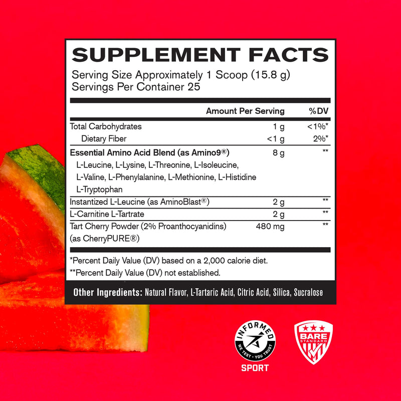 [Australia] - BARE PERFORMANCE NUTRITION BPN Recover Post-Workout Enhanced Muscle Recovery Drink Mix, Watermelon, 25 Servings 