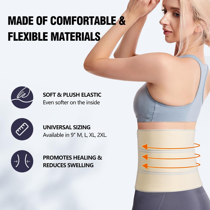 [Australia] - Elastic Abdominal Binder Lower Waist Support Belt, Umbilical Hernia Support Pad Universal Wide Belly Girdle Stomach Surgical Compression Wrap for Men and Women (White, XX-Large) White 