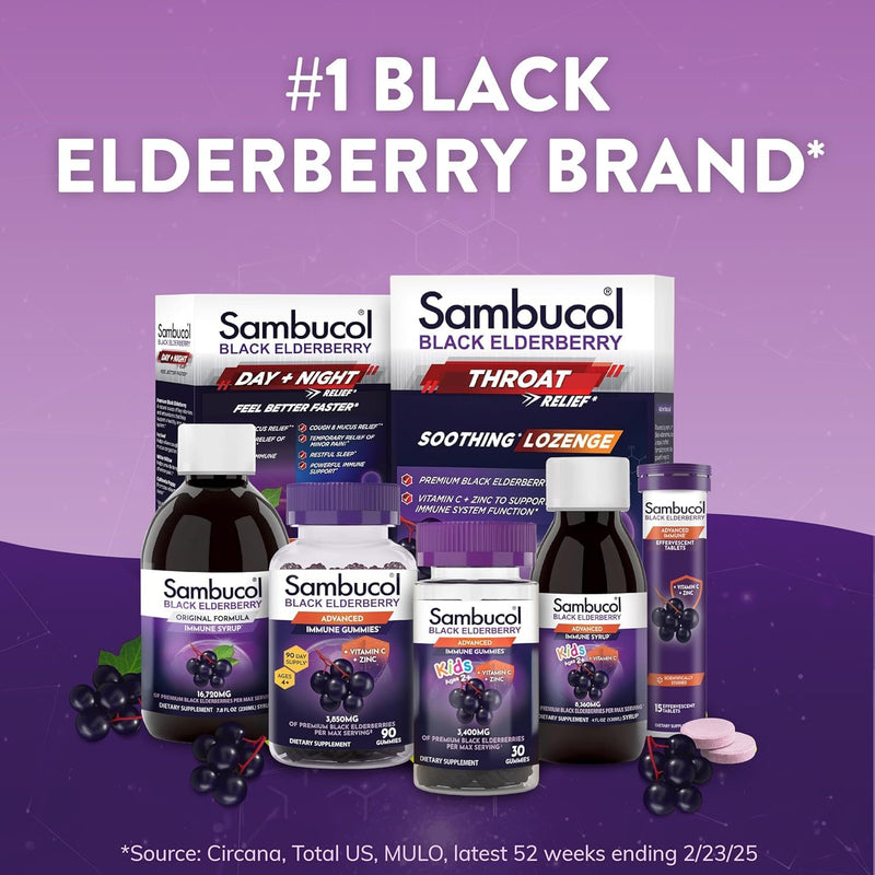 Sambucol Black Elderberry Gummies for Kids, Low Sugar - 30 Count | Elderberry Gummies with Zinc and Vitamin C, Chewable Supplement for Kids, Berry Flavor 30 Count (Pack of 1)