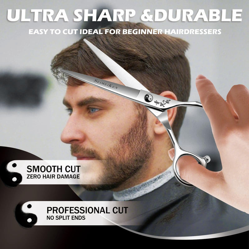 Professional Hair Cutting Scissors - 6” SUS440A Stainless Steel Hair Shears for Cutting - Convex Blade for Ultra-Sharp Smooth Cuts for Hairdressing, Barbers, Salon Home Stylists