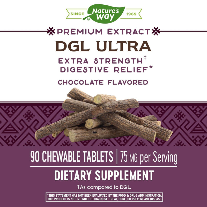[Australia] - Nature's Way DGL Ultra - Extra Strength** - Premium Licorice Root Extract - Digestive Relief* - With Gutgard ® - Vegan & Gluten Free - 90 Chewable Tablets - Chocolate Flavored 