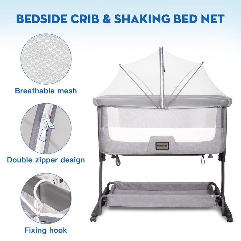 [Australia] - Beberoad Love Bassinet Mosquito Net Cover - Breathable Mesh Canopy with 2-Way Zipper for Baby Cribs, Bedside Sleepers & Travel Cribs (White) Bassinet Cover-white 