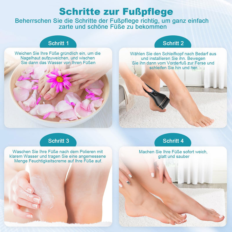 [Australia] - Callus Remover Electric - Callus Removal Foot Electric - Callus Planer Electric Feet with 2 Gears, IPX7 Waterproof Callus Remover for Cracked Heels, Dead Heels, Callus Removal Black 