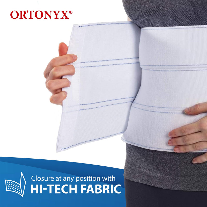 ORTONYX 9" Abdominal Binder for Men & Women, Postpartum Post-operative Post-surgery Compression Band, Umbilical Hernia Belt White 45"-60"