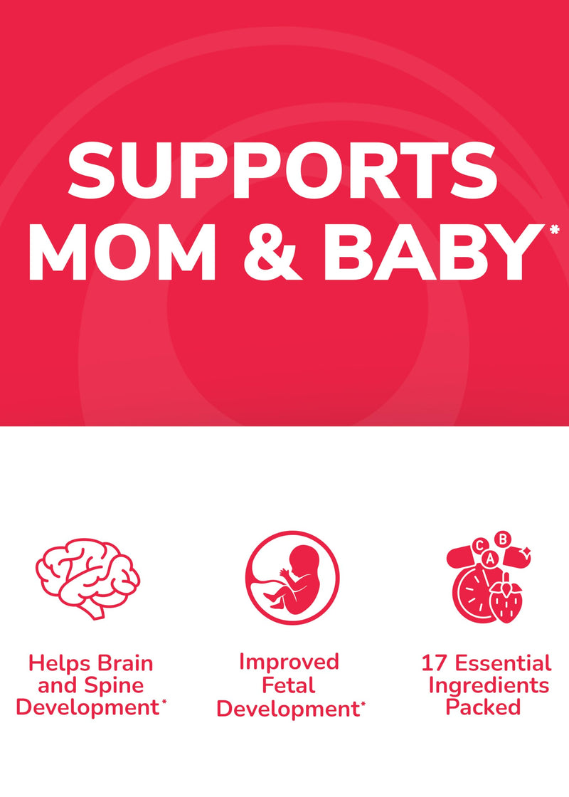 [Australia] - Prenatal Vitamins with Iron & Folic Acid - Proprietary Formula Pregnancy Multivitamin Gummies for Women, 60 Count Single Bottle 