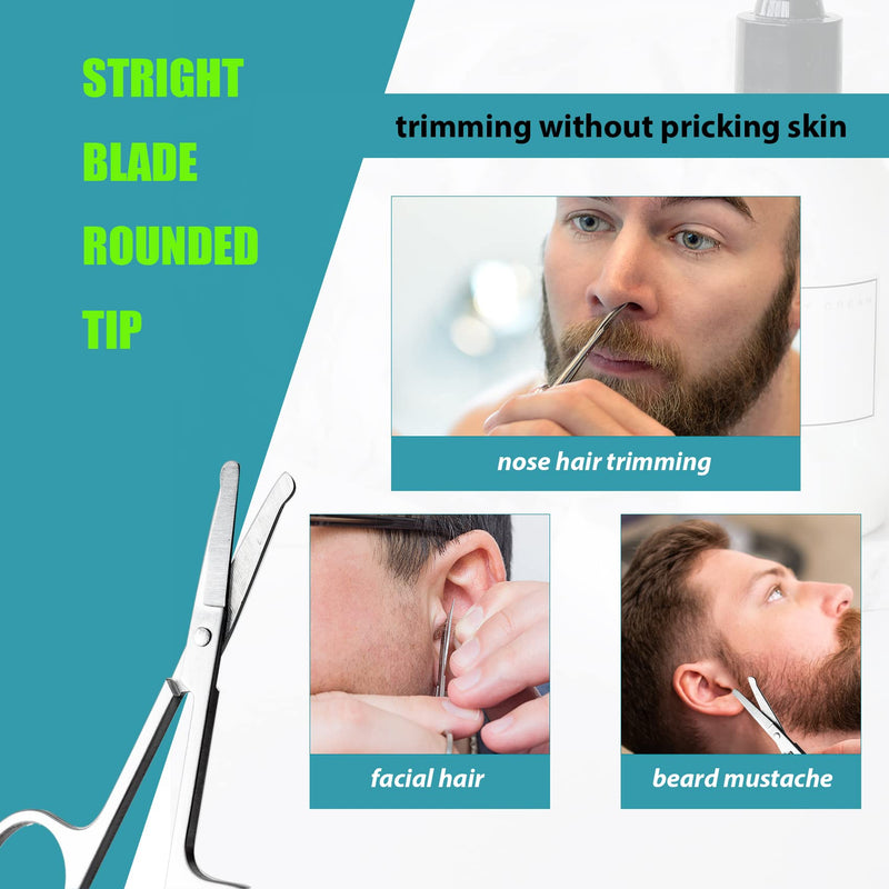 [Australia] - Small Grooming Scissors for Men and Women - Eyebrow, Nose Hair, Mustache, Beard Eyelashes, Ear Trimming Kit - Curved and Rounded Safety Tip for Cutting Hair - Stainless Steel 2 Pack 