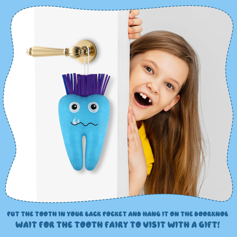 [Australia] - Tooth Fairy Pillow with Pocket Embroidered Felt Tooth Fairy Door Hanger Doll Souvenir Gift for Boys and Girls (Blue) Blue 