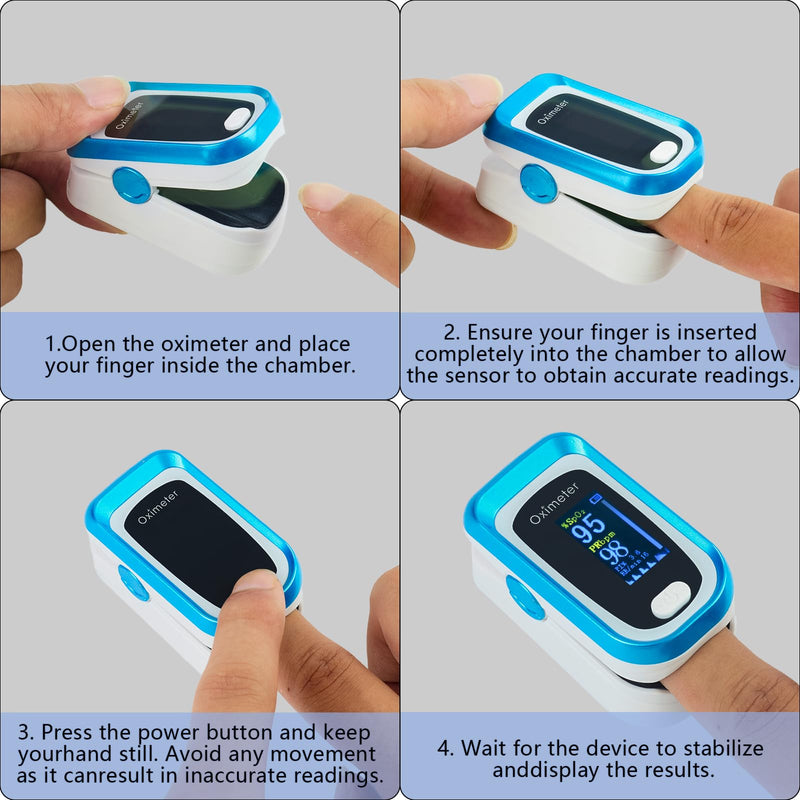 Blood Oxygen Saturation Monitor Fingertip Pulse Oximeter Blood Oxygen Monitor Fingertip Including Battery and Lanyard Suitable for Both Adults and Children-