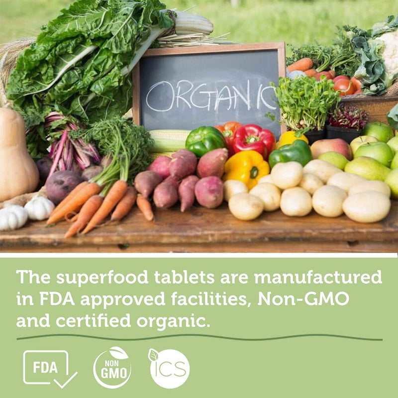 [Australia] - Organic Superfood Greens Fruits and Veggies Complex - Best Dietary Supplement with 14 Greens &14 Fruits & Vegetables with Alfalfa Rich in Antioxidants Organic Ingredients Non-GMO (180 Count Pack of 3) 180 Count (Pack of 3) 
