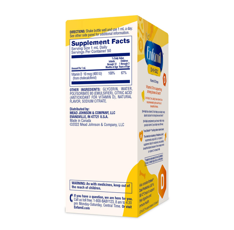 [Australia] - Enfamil Baby Vitamin D-Vi-Sol Liquid Vitamin D Drops, Supports Strong Teeth & Bone Development, 50mL Bottle 1.69 Fl Oz (Pack of 1) 
