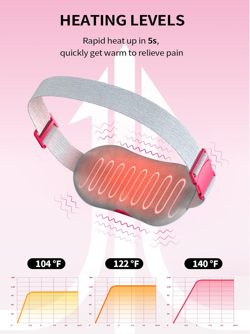 [Australia] - Heating Pad for Period Cramps, Funlover Portable Electric Heating Pad with Vibration, Wireless, Rechargeable for Menstrual Belly Back Pain Relief Girls Women Woman, Pink Gray Standard 