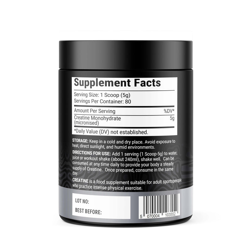 Creatine Monohydrate Powder Halal 400g (5g x 80 Servings) – Ideal for Muscle Growth & Recovery | 100% Pure Micronised Creatine Powder | Unflavoured | No Additives | Vegan