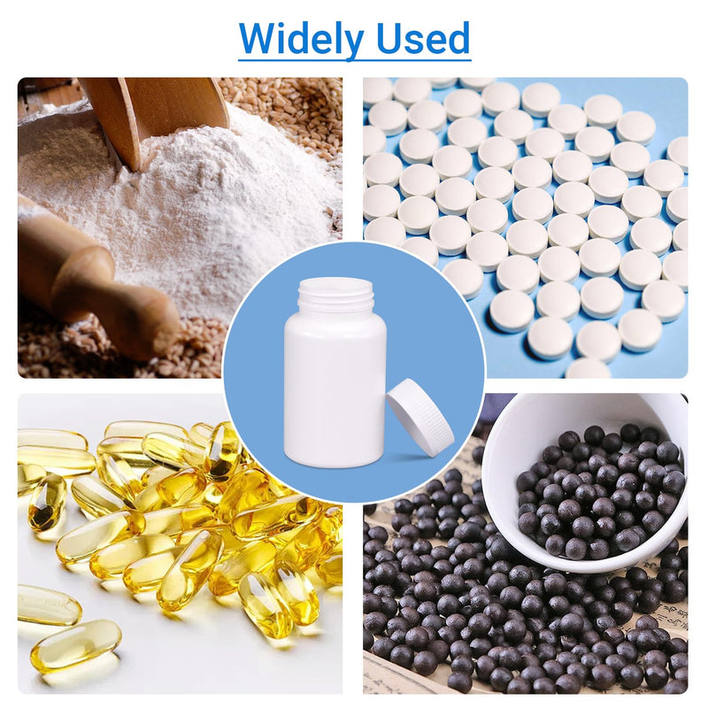 White Pill Bottle, Empty Medicine Bottles with Screw Caps for Pills Capsules Vitamins, Food Grade Plastic Medicine Containers with Labels for Travel (3.4oz/100ml, 4 Pcs) White ['100ml']